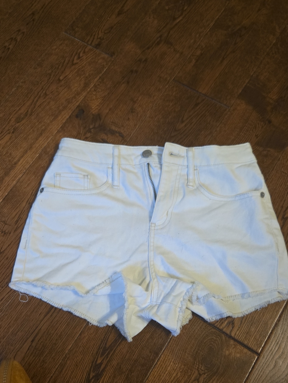 wild fable White High-Rise Frayed Denim Shorts